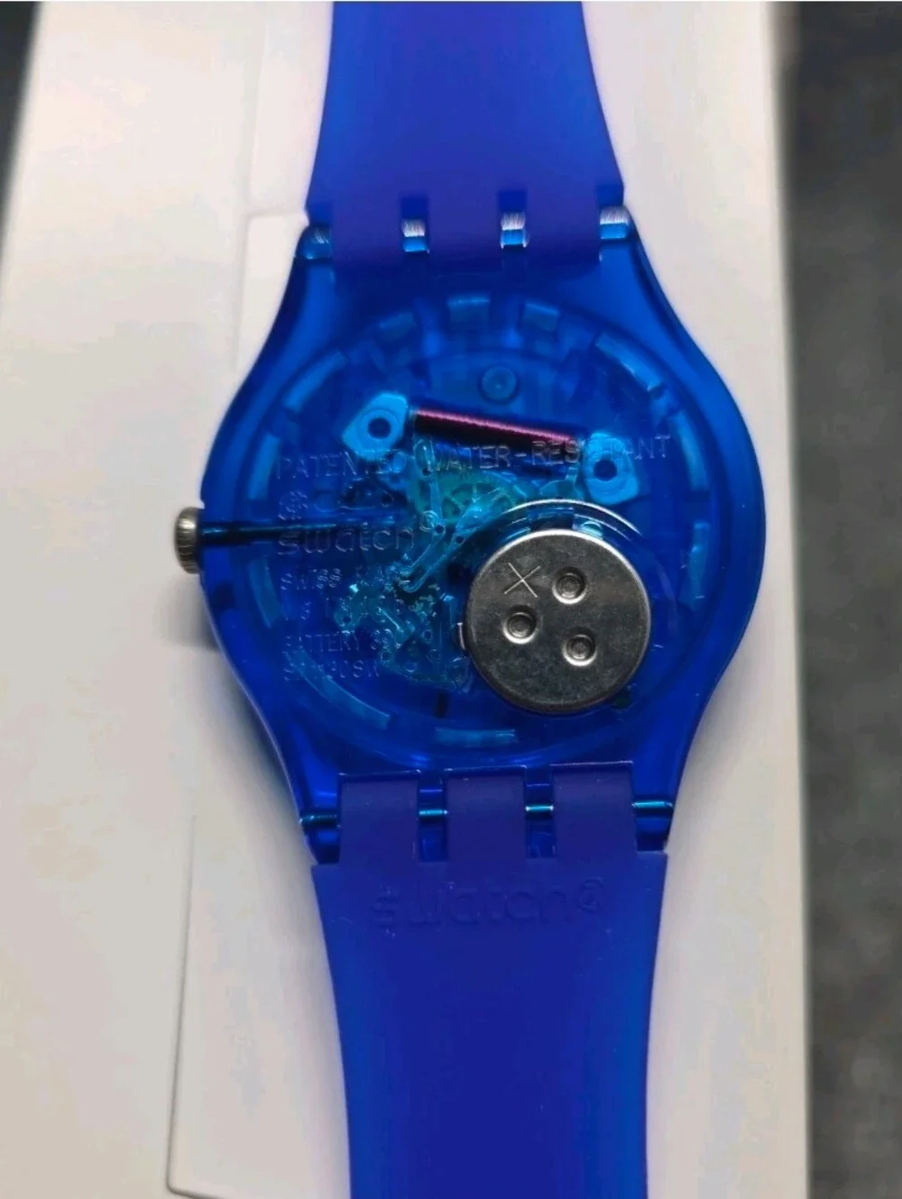 NWT Swatch Brilliantly Blue Transparent Watch New Gent SO29S102 New Battery